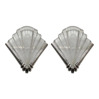 French Art Deco Wall Sconces Signed by Frontisi - a Pair For Sale