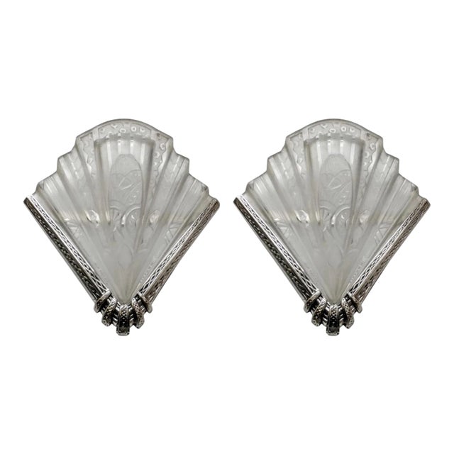 French Art Deco Wall Sconces Signed by Frontisi - a Pair For Sale