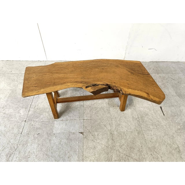 Vintage Brutalist Wooden Coffee Table, 1960s, in Good conditions. Designed 1960 to 1969