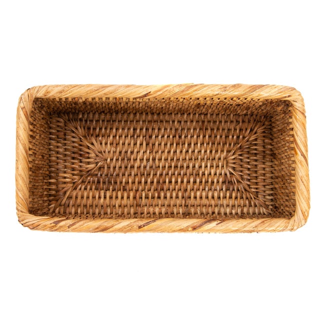 Artifacts Rattan Rectangular Basket For Sale - Image 4 of 5