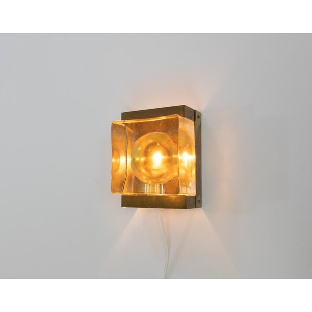 Metal Gold Maritim Glass and Brass Wall Lamp from Vitrika, 1970s For Sale - Image 7 of 8