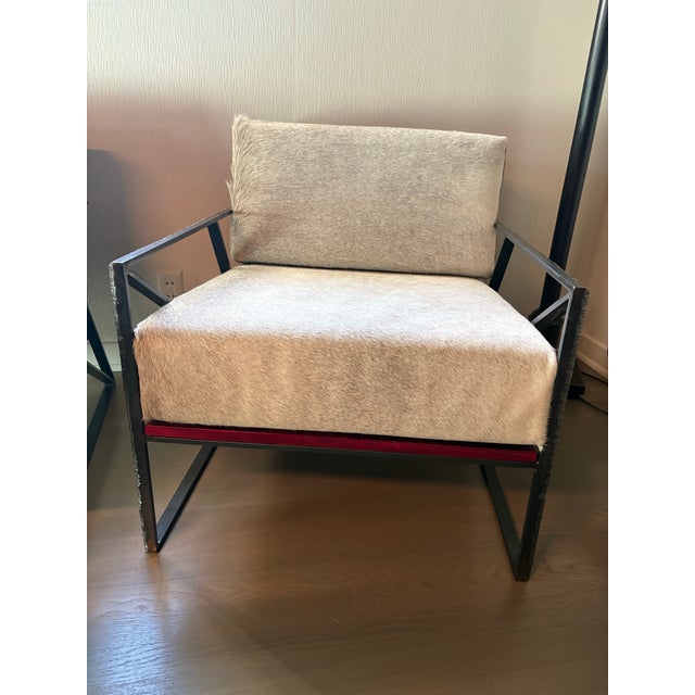 2010s Custom Hair on Hide Accent Chairs- Pair For Sale - Image 5 of 8