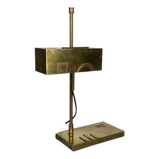 Bauhaus Art Deco Brass Architectural Desk Lamp attributed to Marcel Breuer, 1980s For Sale