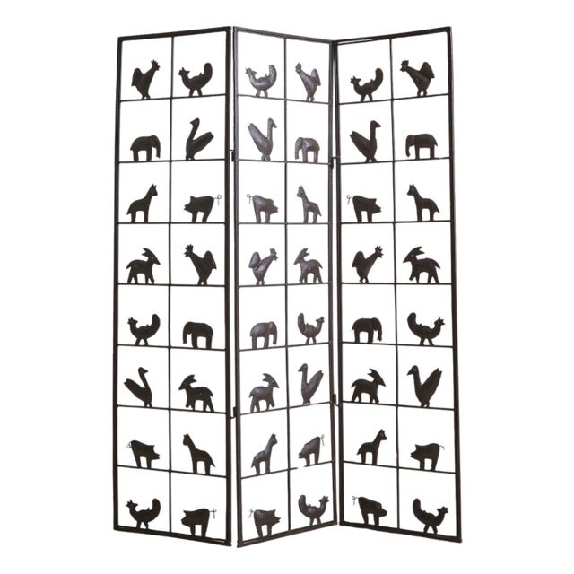 French Wrought Iron Room Divider by Jean Touret for Atelier de Marolles, 1950s For Sale