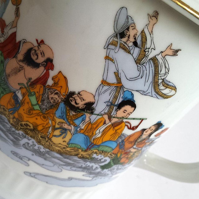 Mid-Century Modern Mid-Century Chinese Eight Immortals Crossing the Sea Lidded Jar by Ran Tao For Sale - Image 3 of 13