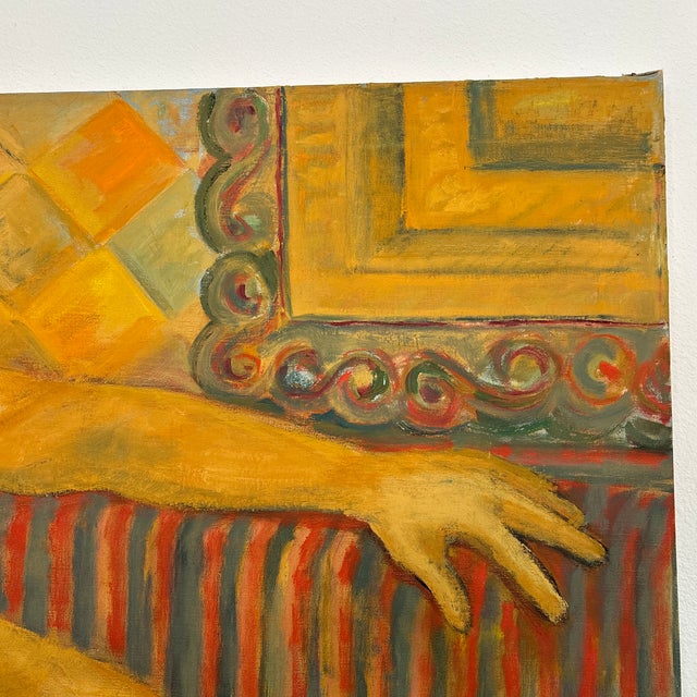 Mid-Century Impressionist Painting on Canvas of a Woman For Sale - Image 4 of 11
