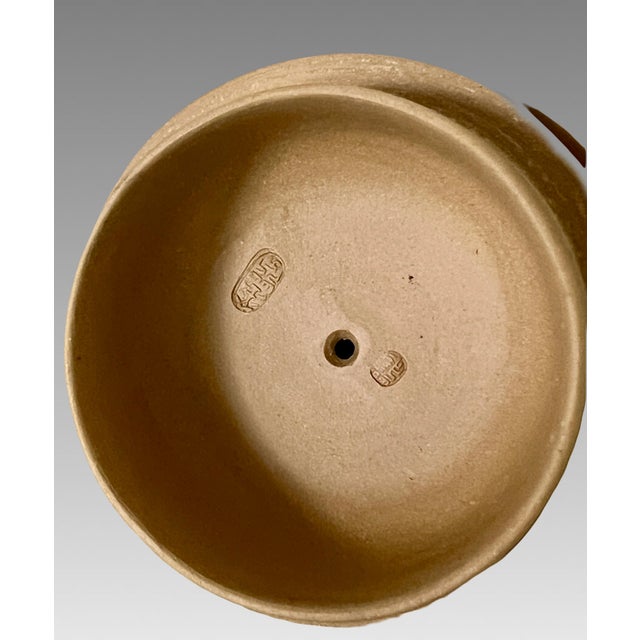 Vintage Bamboo Yixing Zisha Chinese Unglazed Tea Pot With Bamboo Handle & Spout For Sale - Image 9 of 9