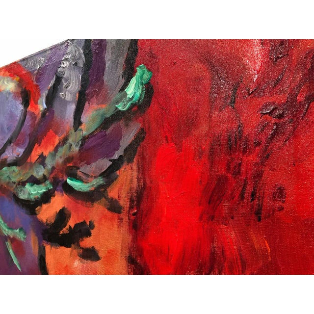 Desert Moon, Abstract and Colorful, Oil Painting on Canvas, Red Warm Background, 2012 For Sale - Image 3 of 8