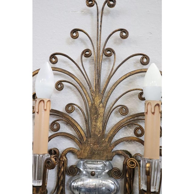 Gilded Iron and Crystal Sconces from Maison Baguès, 1950s, Set of 2 For Sale - Image 15 of 18