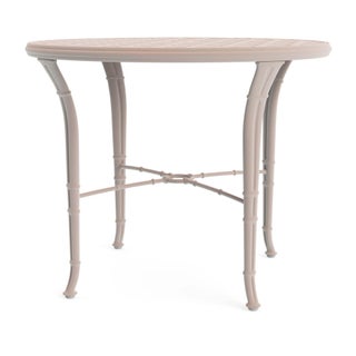 Brown Jordan Calcutta 36" Round Cast Bistro Umbrella Table in Blush For Sale