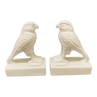 Vintage Mid 20th Century Saks Fifth Avenue White Falcon Italian Bookends - a Pair For Sale