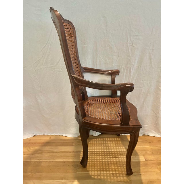 1920s 1920s Italian Hand-Carved Walnut Louis XV Double-Caned Armchair For Sale - Image 5 of 15