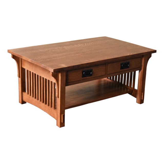 Mission Crofter 4 Drawer Coffee Table With Spindles - 40" - Micheal Cherry For Sale