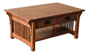 Mission Crofter 4 Drawer Coffee Table With Spindles - 40" - Micheal Cherry
