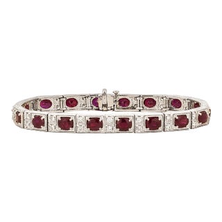 Platinum Engraved Ruby Bracelet For Sale