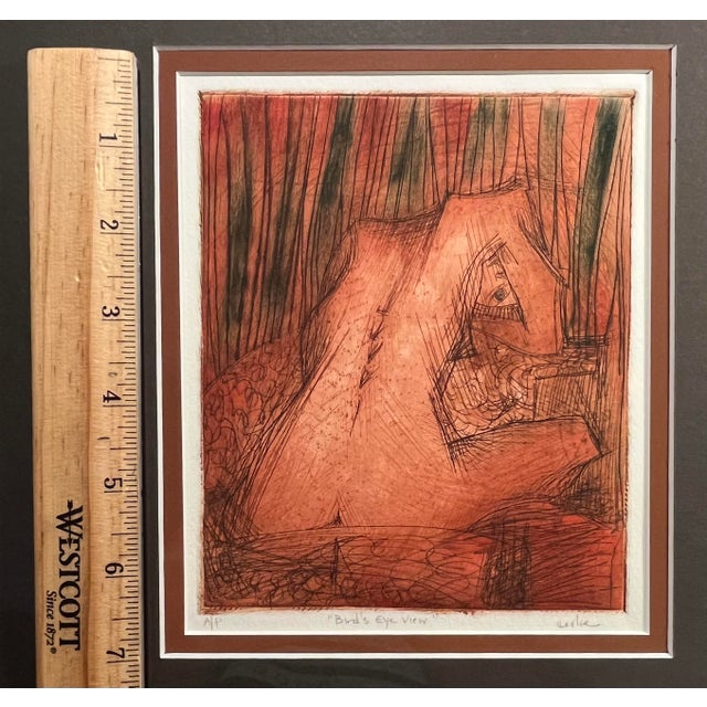 Burnt Orange 1998 Deslie Guthrie 'Bird’s Eye View"' Etching 1998 California Artist a/P For Sale - Image 8 of 10