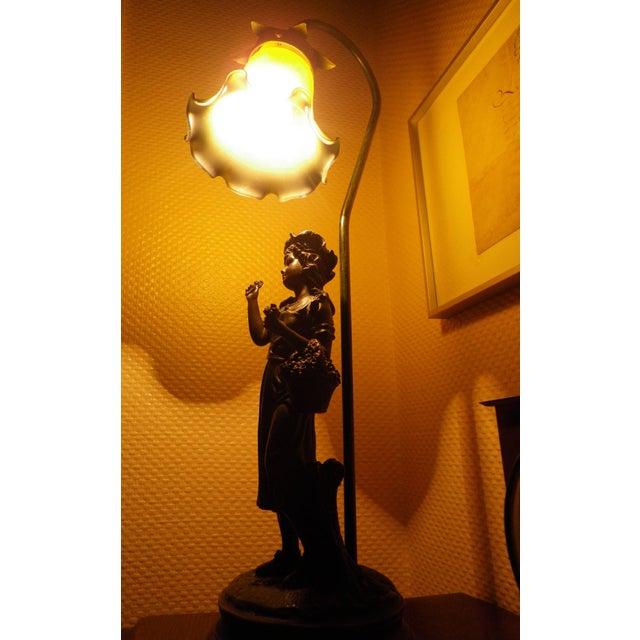 Green Rosa Table Lamp with Tulip-Shaped Glass Paste Lampshade, 1999 For Sale - Image 8 of 18