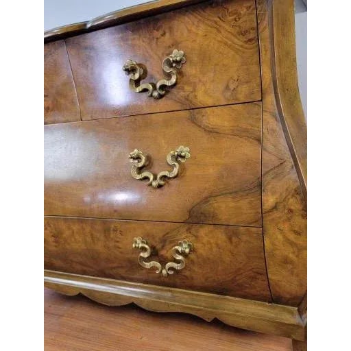 Brown Vintage French Louis XV Revival Style Bombe Chest by Baker Furniture For Sale - Image 8 of 11