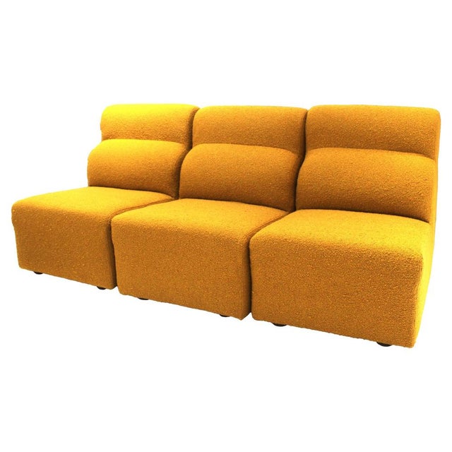 Modular Armchairs in Mustard Wool Upholstery, Italy, 1970, Set of 3 For Sale - Image 10 of 10