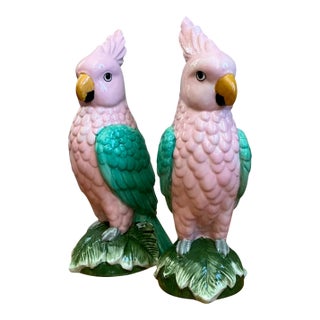 Vintage Ceramic Parrot Figurines - Pair For Sale