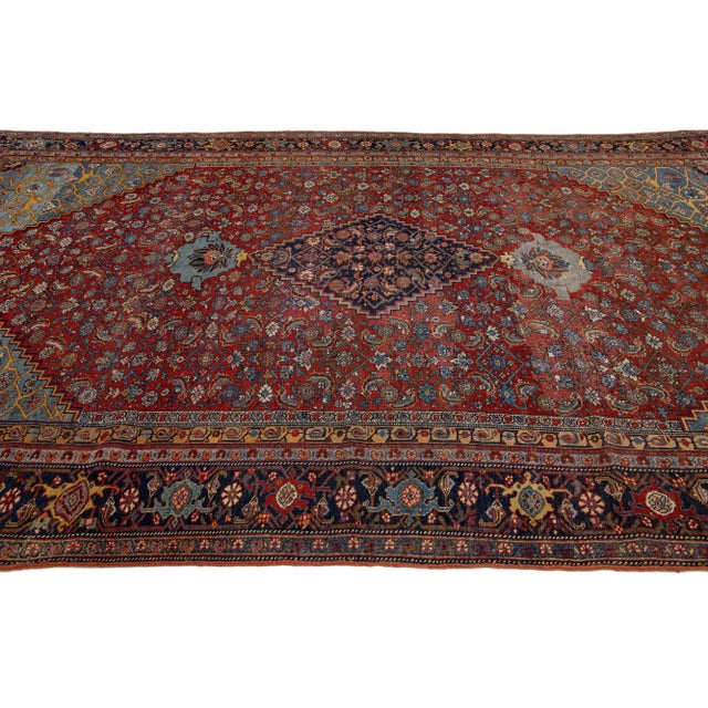 1890s Red Antique Bidjar Handmade Allover Wool Rug For Sale In New York - Image 6 of 9
