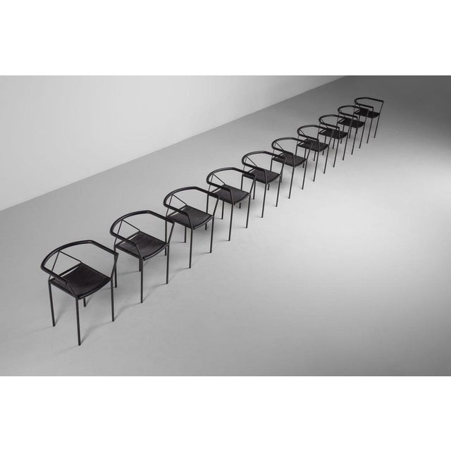 Black Armchairs by Maurizio Peregalli for Zeus, Italy, 1984, Set of 10 For Sale - Image 8 of 18