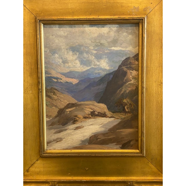 Stunning landscape painting in gold gilt wooden frame