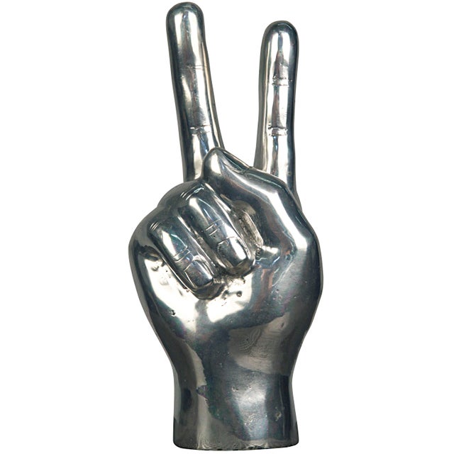 Mid-Century Modern NOIR Qs Peace Sign, Silver For Sale - Image 3 of 3