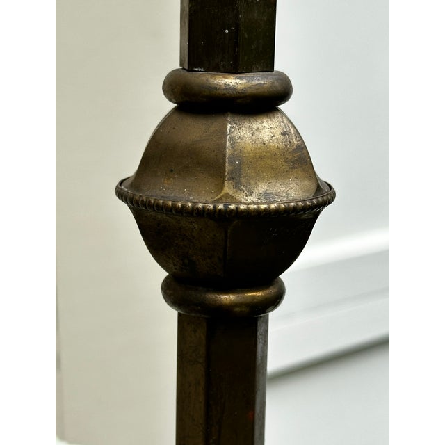Vintage Brass Four Arm Gas Electric Chandelier For Sale - Image 9 of 11