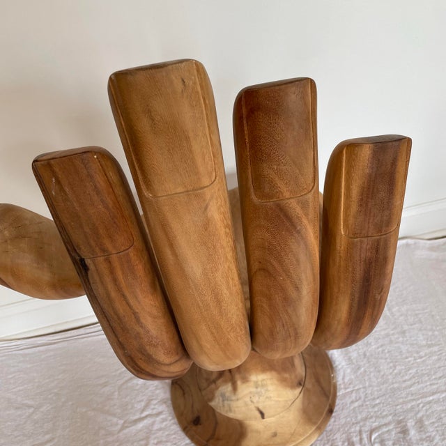 1970s Buddha Hand Carved Wooden Chair For Sale - Image 9 of 12