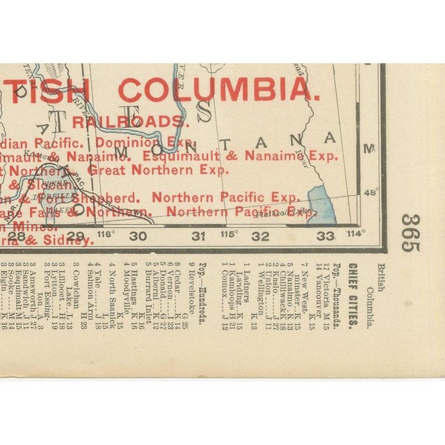 Antique Map of British Columbia with Queen Charlotte Islands, 1899 For Sale - Image 9 of 12