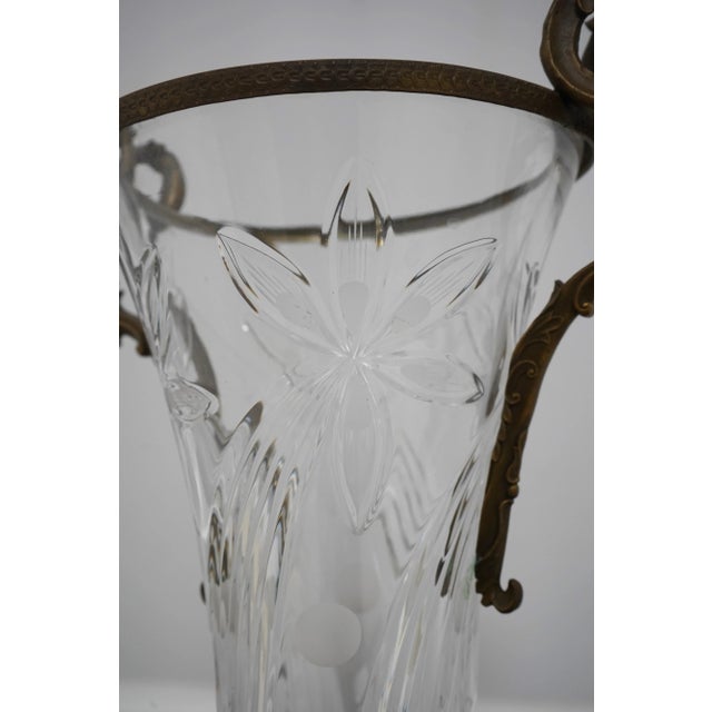 Pair of Victorian Era Regency Bronze Mounted Crystal Vases For Sale - Image 9 of 9