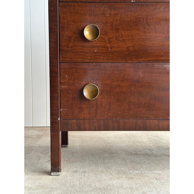 Vintage Norman Bel Geddes for Simmons Steel Chest of Drawers With Brass Pulls, C. 1930s For Sale - Image 11 of 18