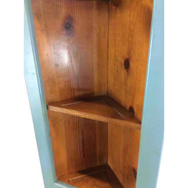 Blue Antique American Corner Cabinet With Shelving and Cabinet Storage For Sale - Image 8 of 12