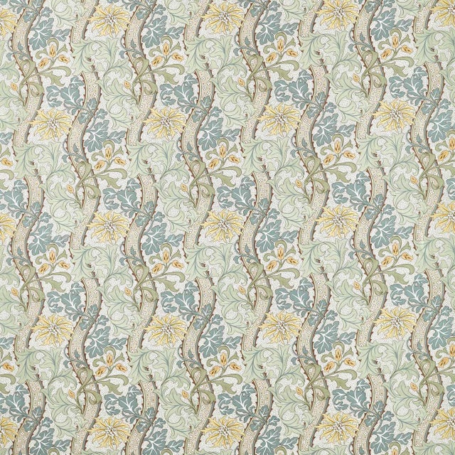 Morris & Co. Cornflower Fabric in Lemon/Sage For Sale