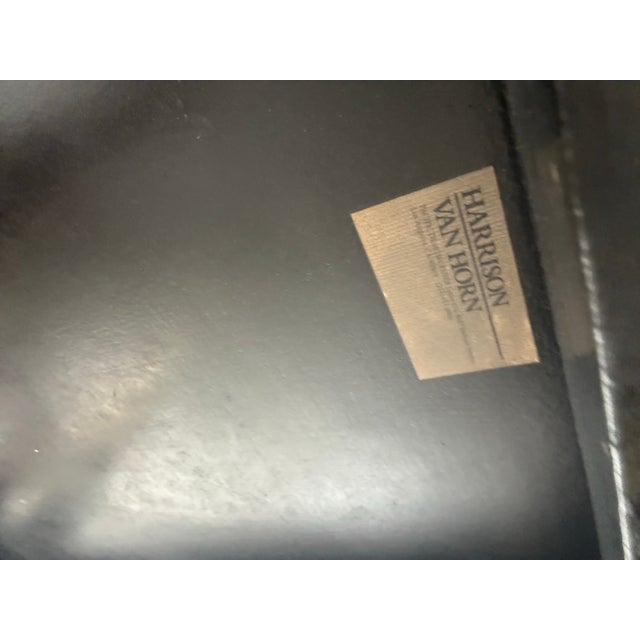 Black Harrison Van Horn Textured Black Grasscloth Coffee Table With Brass Feet/ Sold For Sale - Image 8 of 12