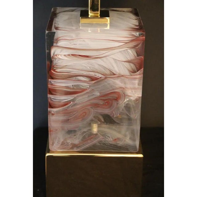 Murano Glass Block Table Lamps, 1990s, Set of 2 For Sale - Image 4 of 18