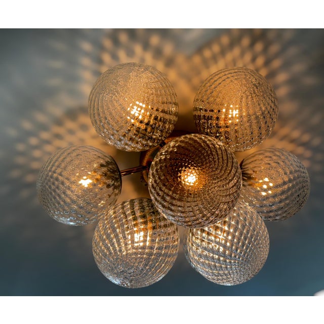 Glass 21st Century Camilia Polished Brass Clear Balloton Globe Flush Mount by Fabio LTD For Sale - Image 7 of 8