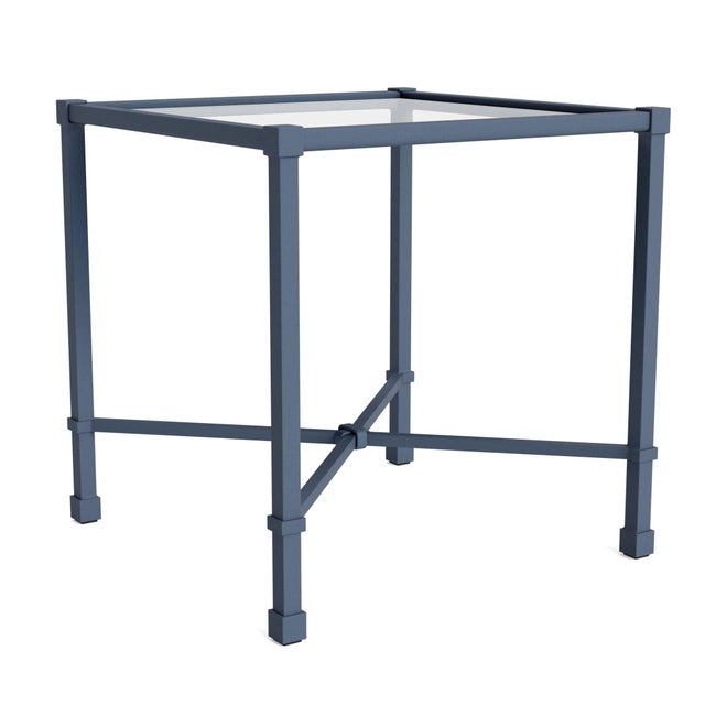 Brown Jordan Venetian 18" Square Occasional Table in Sapphire For Sale