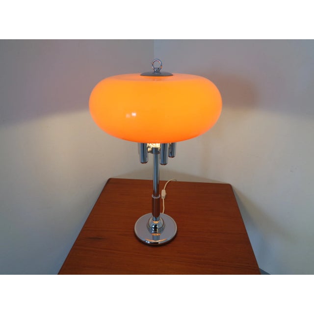 Italian Orange Plastic & Chrome Table Lamp, 1960s For Sale - Image 13 of 18