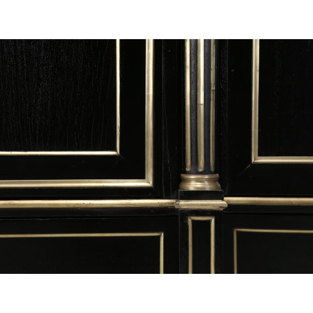 Wood French Louis XVI Style Ebonized Mahogany Bookcase, Armoire Restored C1800's For Sale - Image 7 of 12
