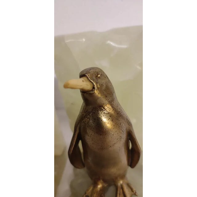 Boho Chic Onyx and Penguin Bookends in Gilt Metal, Spain, 1960s, Set of 2 For Sale - Image 3 of 8