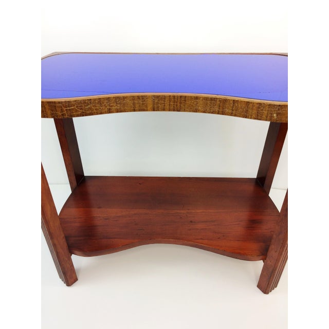 Art Deco Cobalt Blue Glass Wood Side End Table Chairish