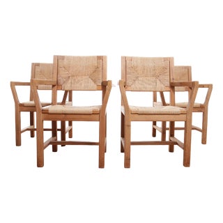 Vintage Danish Dining Chairs in Papercord by Tage Poulsen, 1974, Set of 4 For Sale