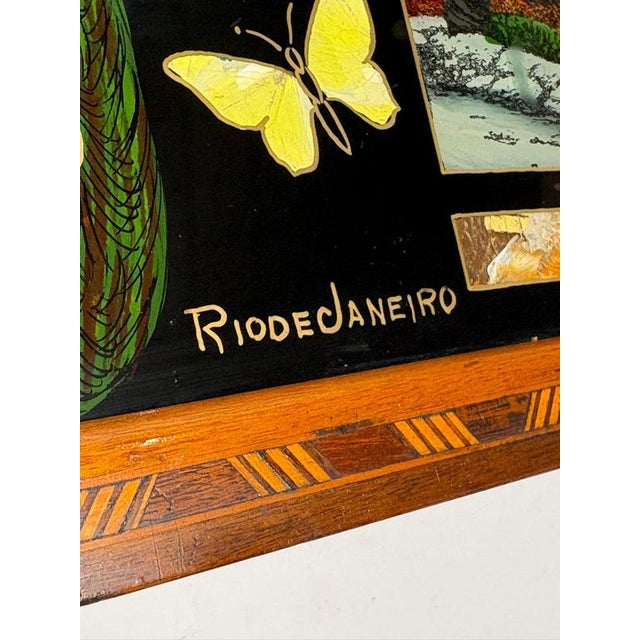 Wooden Tray with Rio De Janeiro Decoration, 1970s For Sale - Image 6 of 12