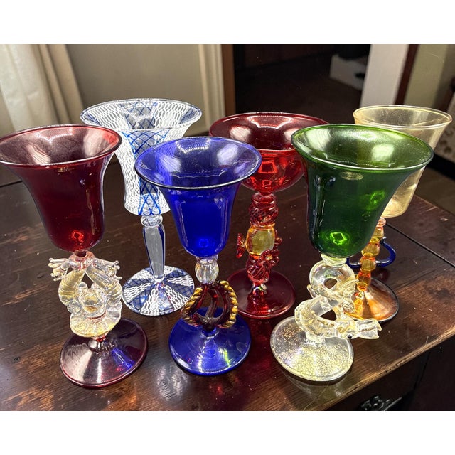 Vintage Murano Glass Goblets, 1970s, Set of 6 For Sale - Image 10 of 15