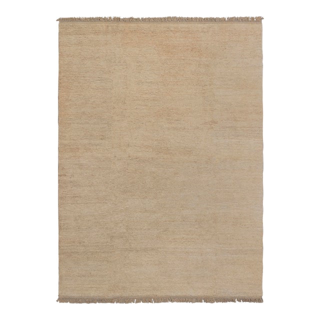 High Quality Hand Knotted Light Tan Jute Loop Pattern Solid Rug 8x10Ft. For Sale