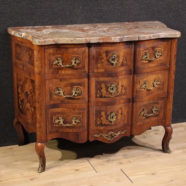 20th Century Louis XV French Inlaid Chest of Drawers, 1930 For Sale - Image 13 of 13