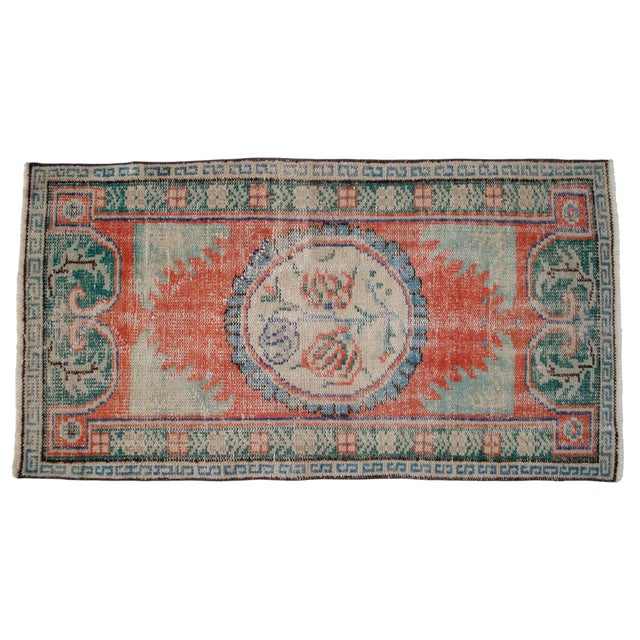 Turkish Hand Knotted Small Rug Distressed Doormat Kitchen Entrtyway Deco - 2′4″ × 4′4″ For Sale - Image 4 of 16