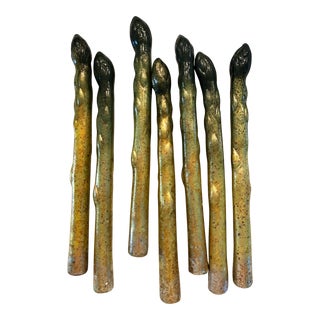 Hand-Painted Ceramic Asparagus- Set of 7 For Sale